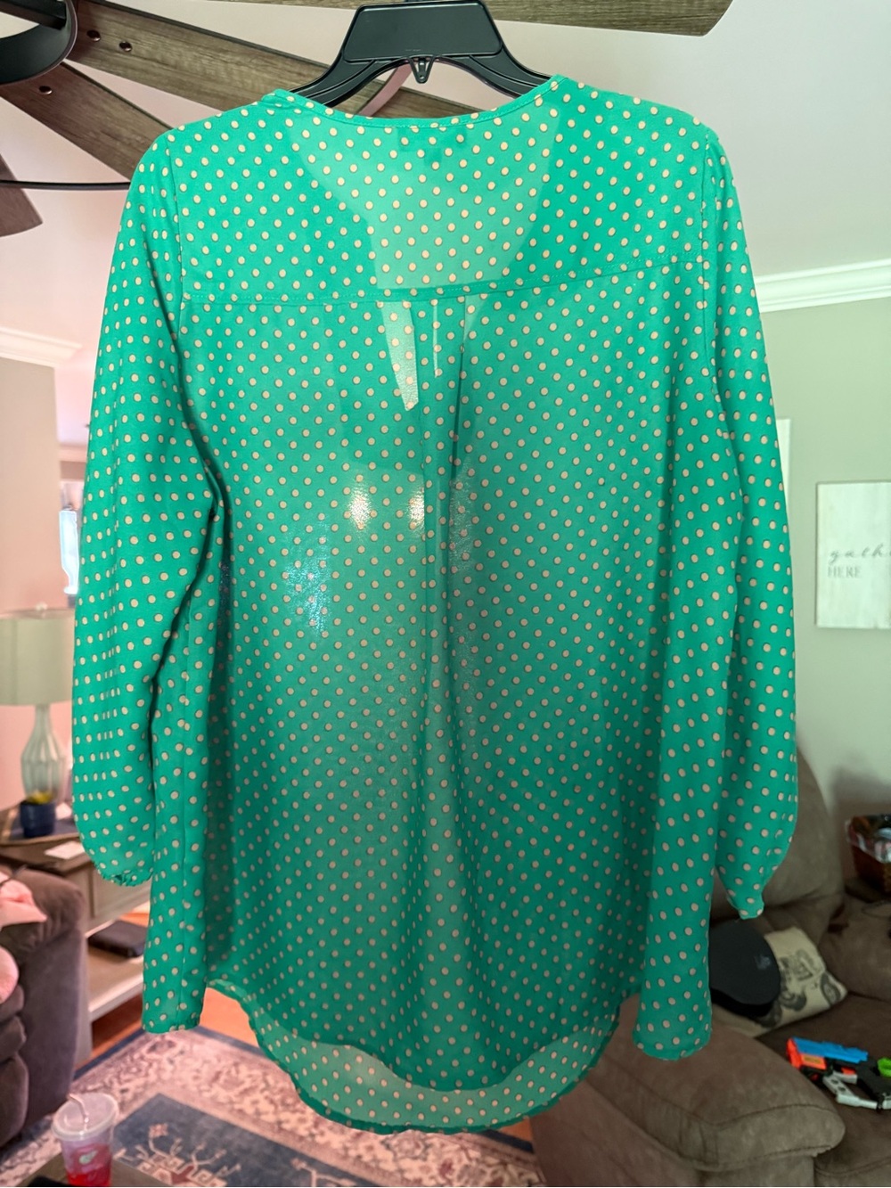 Women’s Teal Green Polka Dot Blouse